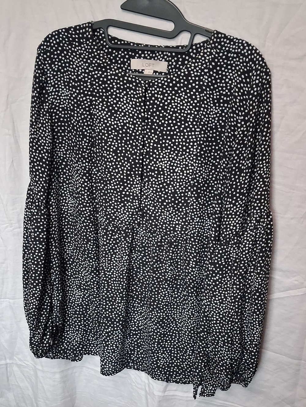 LOFT Black and White Polka Dot Button-Front Blouse
